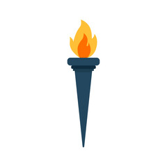 Torch flat, flame icon, vector illustration isolated on white background