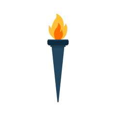 Torch flat, flame icon, vector illustration isolated on white background