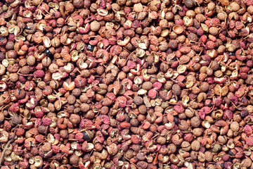 sichuan pepper (zanthoxylum bungeanum), Chinese prickly ash. food background.