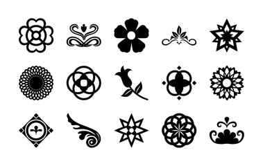 ornaments silhouette style icon set vector design