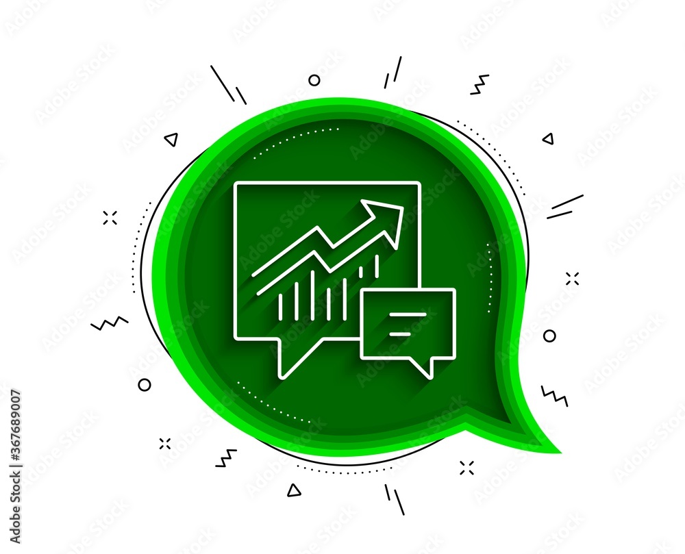 Poster chart line icon. chat bubble with shadow. report graph or sales growth sign in speech bubble. analys