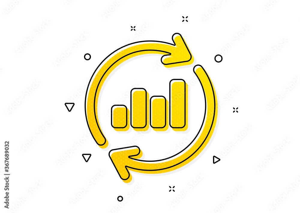 Aufkleber update report graph or sales growth sign. chart icon. analysis and statistics data symbol. yellow ci