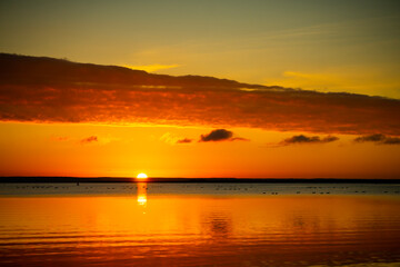 Fototapeta premium sunrise at lake Müritz