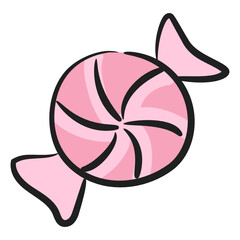 
Sweet dessert candy icon in hand drawn vector style 
