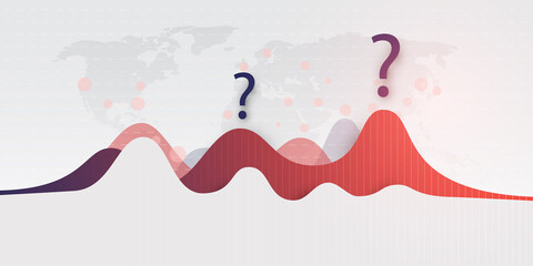 Waves of Corona Virus Infection Around the World - Will There Be a Second Wave? - Design Concept with Charts and World Map