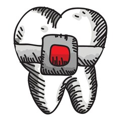 tooth with brace