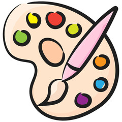 
Color palette with artbrush, flat design of paint tray icon
