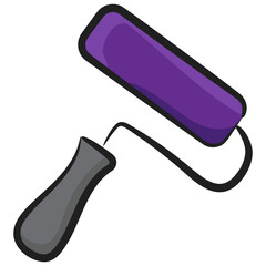 
Flat icon of paint roller, wall art accessory 
