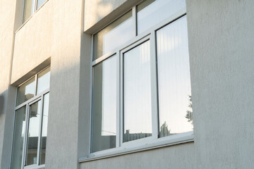 the plastic window building exterior in the city outdoor