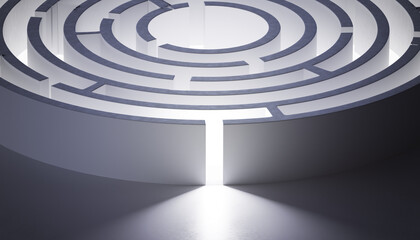 Circular rounded maze. 3D rendered illustration.