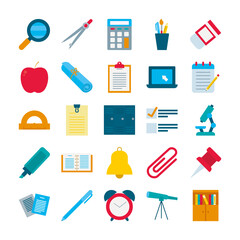 school flat style icon set vector design