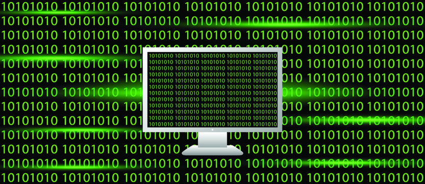 abstract background of binary code background on computer monitor 
