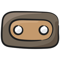 
Magnetic audio record icon, doodle style of cassette 
