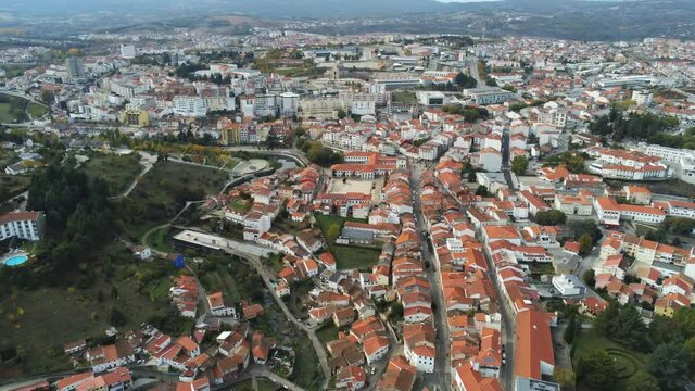Portugal. Aerial view in the  historical city of Braganca, Drone Video