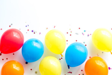Happy birthday concept. Balloon on white background top-down copy space