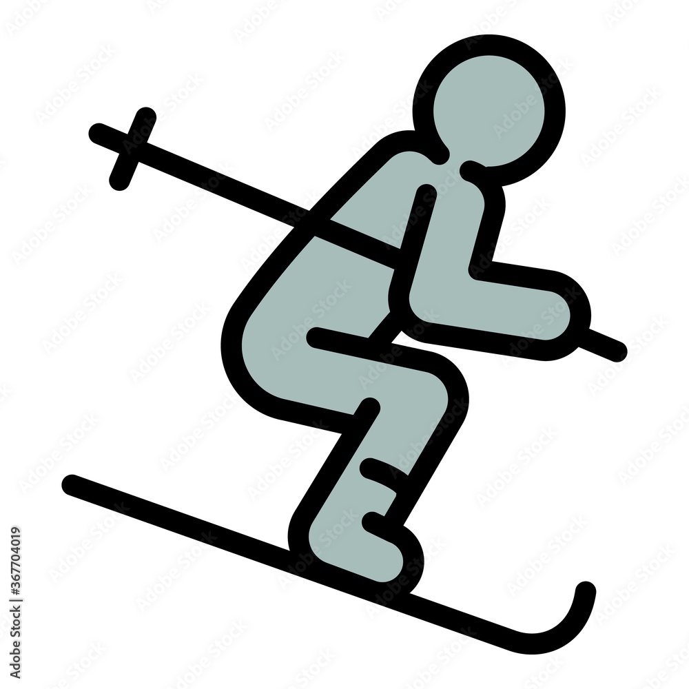 Poster skier icon. outline skier vector icon for web design isolated on white background