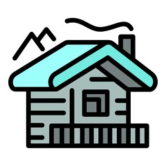 Mountains cabana icon. Outline mountains cabana vector icon for web design isolated on white background