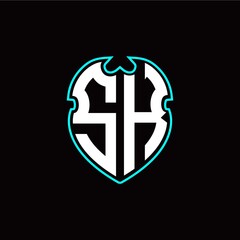 S K Initial logo design with a shield shape