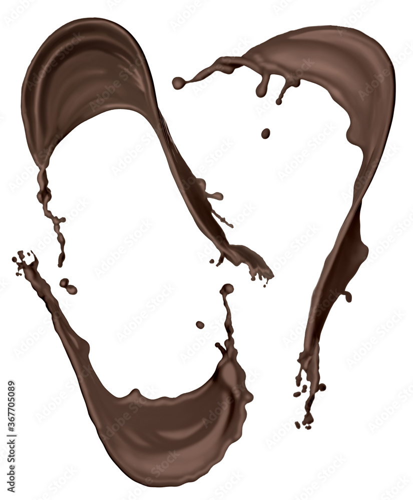 Wall mural Set with splashes of melted chocolate on white background