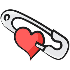 
Kids diaper fastener accessory, flat icon of safety pin vector design 
