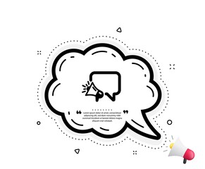 Megaphone icon. Quote speech bubble. Advertisement device symbol. Brand ambassador speech bubble sign. Quotation marks. Classic megaphone icon. Vector