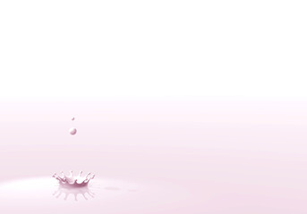 淡いピンク色のいちごミルクの雫とミルククラウン、イラスト