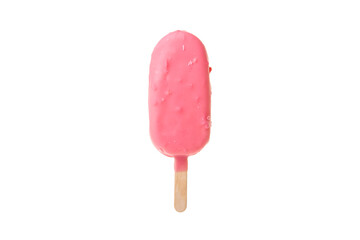 ice cream on a wooden stick on a white background in the studio