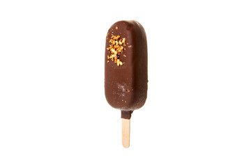 ice cream on a wooden stick on a white background in the studio