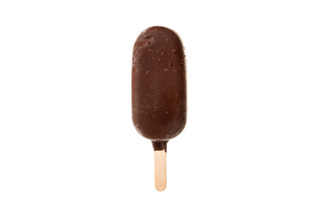ice cream on a wooden stick on a white background in the studio