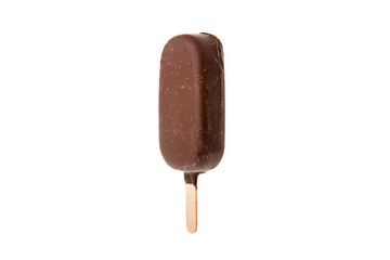 ice cream on a wooden stick on a white background in the studio