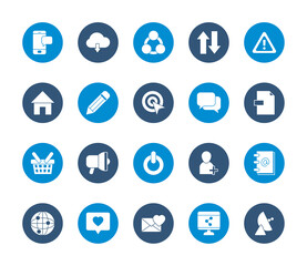smartphone and social media icon set, block style