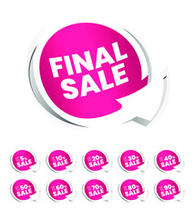 Pink Sale Label with Discount Offer . Promotion Design . Isolated Vector Tag Images