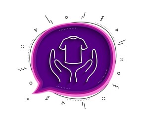 Hold t-shirt line icon. Chat bubble with shadow. Laundry shirt sign. Clothing cleaner symbol. Thin line hold t-shirt icon. Vector