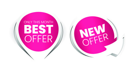 Pink Sale Label with Discount Offer . Promotion Design . Isolated Vector Tag Images