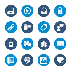 icon set of envelope and social media concept, block style