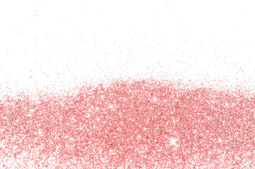 Pink glitter on white background