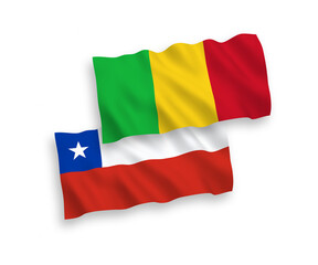 Flags of Mali and Chile on a white background