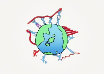 グローバルコミュニケーションの概念で抽象的な地球儀のイラスト