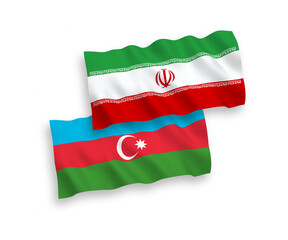 Flags of Azerbaijan and Iran on a white background