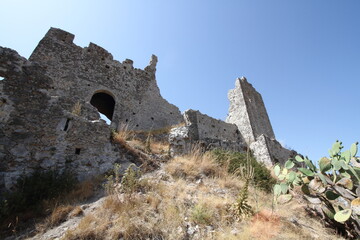 Diamante, Italy - July 10, 2017: the ruins of the Rocca di Cirella