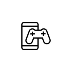 Smartphone mobile gaming icon  in black line style icon, style isolated on white background