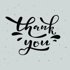 Thank you handwritten inscription. Hand drawn lettering. Thank you calligraphy. Thank you for prints, stickers, postcard. Vector illustration.