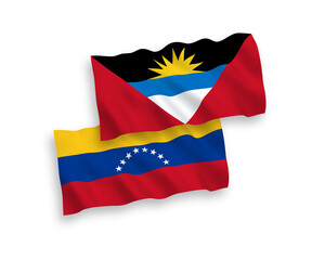 Flags of Venezuela and Antigua and Barbuda on a white background