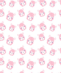 Seamless pattern with cute cartoon lama alpaca on white background isolated. Vector Illustration.unique design for cards, posters, tshirts,invitations. Wrapping paper design. Wallpapers for babies