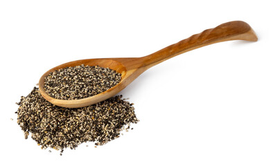 Spoom with chia seeds isolated on white