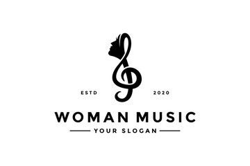 Woman Music design vector template