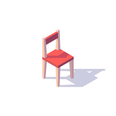 Isometric wooden orange square chair isolated on white background. Vector illustration
