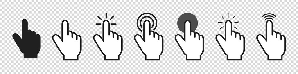 Computer Mouse Pointer Set - Different Editable Vector Icons - Isolated On Transparent Background