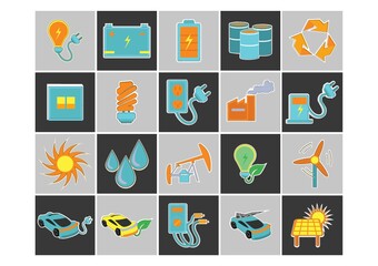 set of electric icons