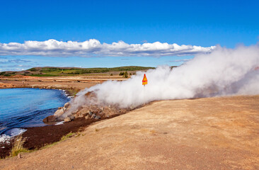 Hot steam and a blue lagoon near Myvatn, Iceland